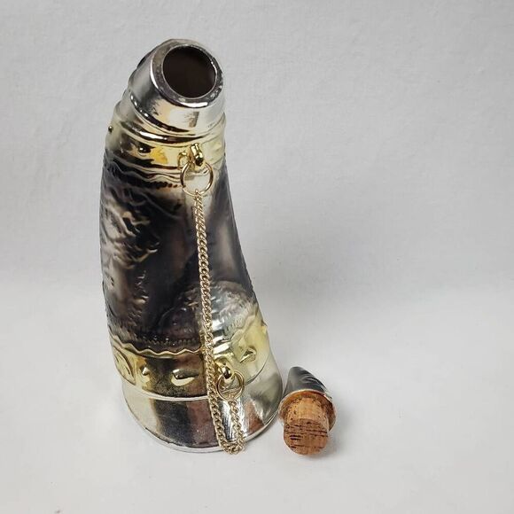 Vintage Silver Drinking Horn Decanter Music box Japan PAC - Picture 8 of 10